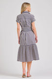 Shirty The Emma Dress - Navy/Stone Stripe