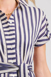 Shirty The Emma Dress - Navy/Stone Stripe