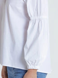 Marco Polo Gathered Sleeve White Top - Size 12