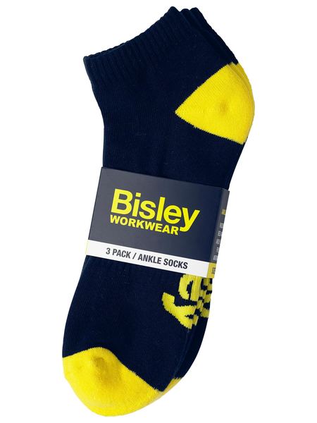 Bisley Work Ankle Socks Navy 3pk