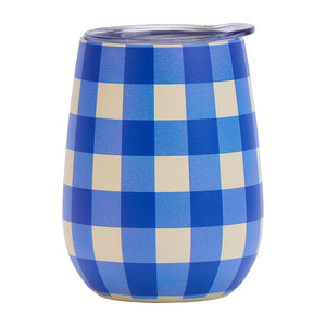 Annabel Trends Wine Tumbler Double Walled - Cobalt Check