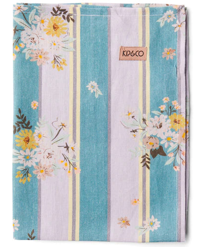 Kip & Co Floral Stripe Linen Tea Towel