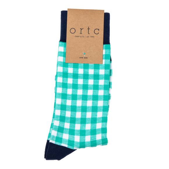 Ortc green gingham check socks