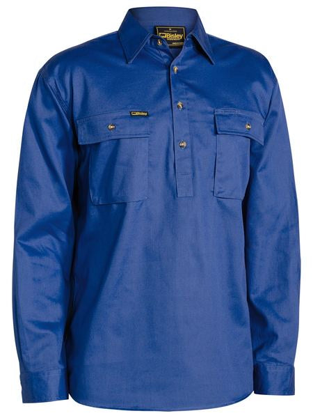 Bisley Closed Front Cotton Drill Work Shirt L/S - 4 Colours