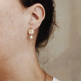 Finerrings Hammered Coin & Pearl Studs