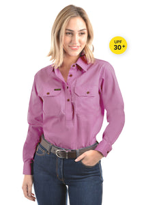 Hard Slog Womens Light Cotton Drill Shirt - Violet