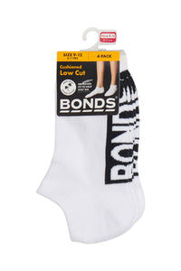 Bonds Cushioned Low Cut Socks White - 4pk